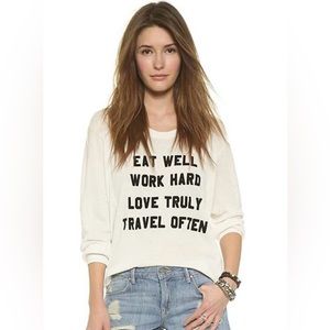 Wildfox “Eat, Work, Love, Travel” Mantra Jumper